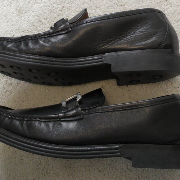 Salvatore Ferragamo Vintage Black Leather Slip On Loafers w/Buckle Mens 10 main image 4